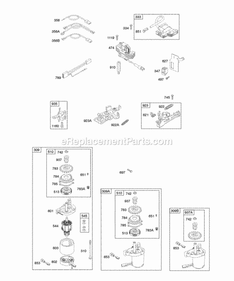 Alternator Electric Starter Electrical Flywheel Brake Ignition Diagram and Parts List for 12J702-0639-01  Briggs and Stratton Engine